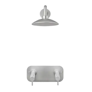 EQI INNEBYGGET UTENDØRS DUSJ GLASSBLÅST RUSTFRITT STÅL AISI 304