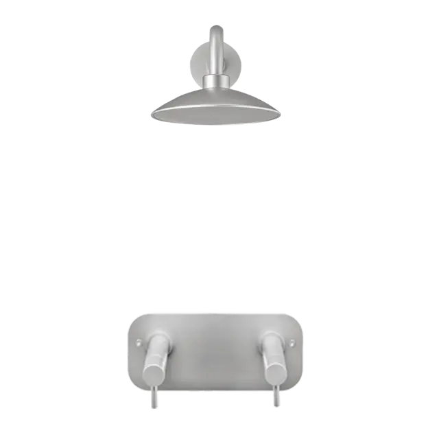 EQI INNEBYGGET UTENDØRS DUSJ GLASSBLÅST RUSTFRITT STÅL AISI 304 