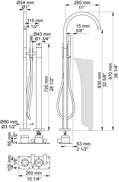 VOLA FS5-AP-40 BØRSTET RUSTFRITT STÅL 