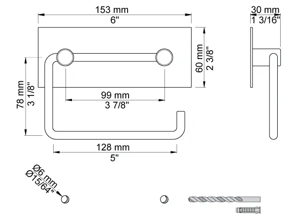 VOLA T12 TOALETTRULLHOLDER 