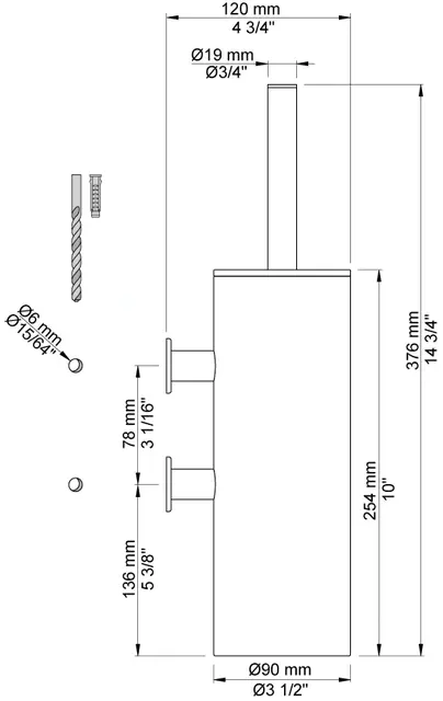 VOLA T33-05 ORANSJE TOALETTBØRSTEHOLDER 